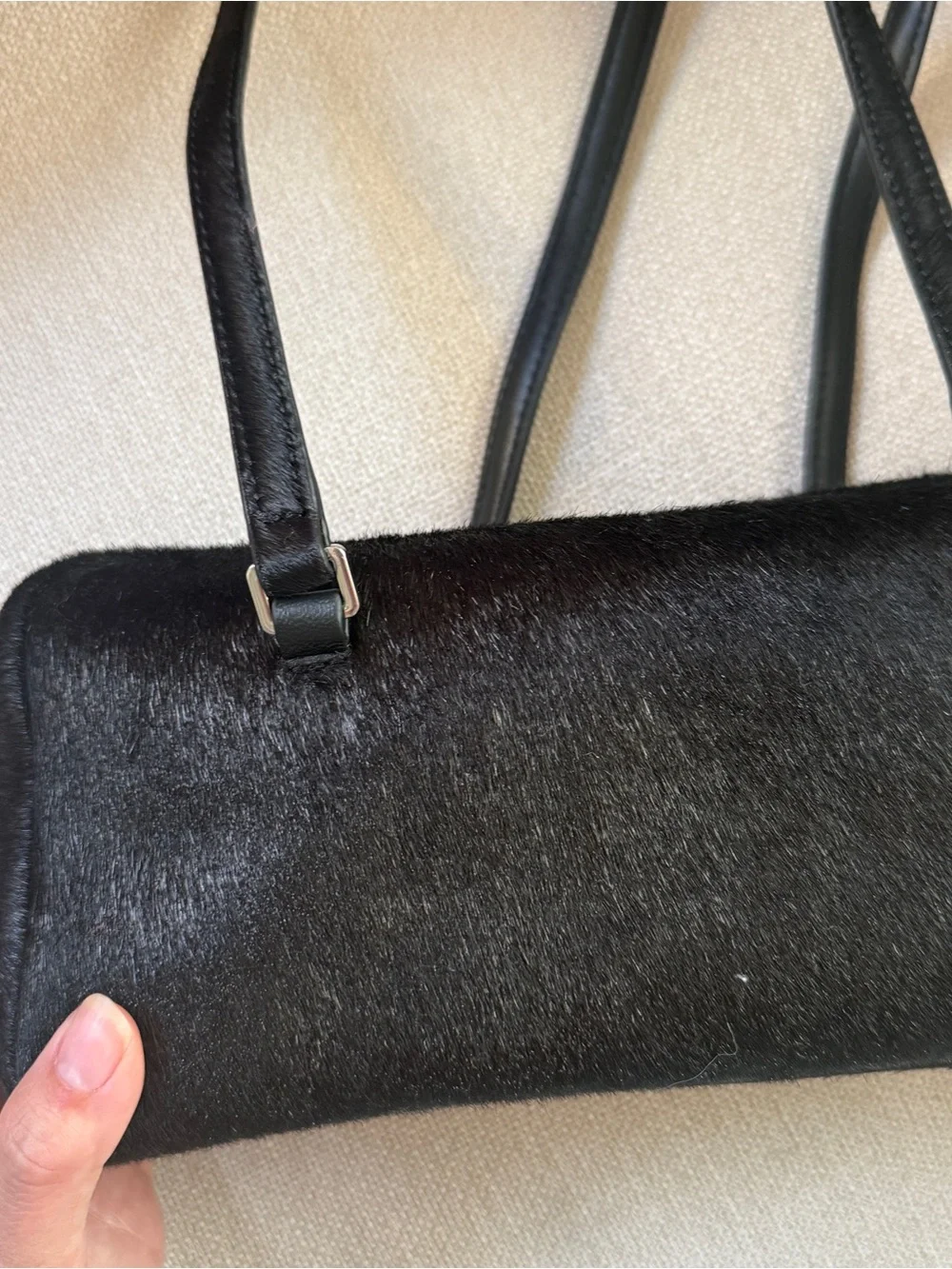 J.crew Black Faux Fur Shoulder Bag - Women's Elegant Handbag
